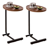 2-pieces Brown C-shaped Side Table, Small Sofa Table for Small Spaces, Living Room, Bedroom