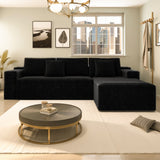 104.3*68.9"Modular sectional sofa seat,Upholstered compressed couch for living room,Bedroom,Apartment,No assembly required,2PC free combination,Plush corduroy fabric,BLACK