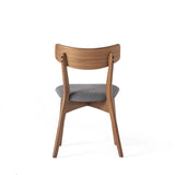 Mid-Century Walnut Finished Frame Upholstered Dining Chairs (Set of 2) (Dark Grey)