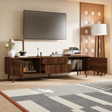 Mid Century TV Stand with 2 Drawers, Media Console Table for TVs up to 80'', Entertainment Center with Storage for Living room, Bedroom, Home Theatre