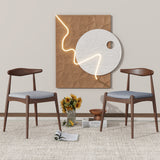 [Video] Set of 2 Rubberwood Dining Chairs with Ergonomic Backrest & Comfort Cushions, Walnut+Light Gray (same sku: 59296.00FDBEI)