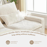 99'' Sectional Cloud Deep Seat Couch, Modern Comfy Chenille L Shaped Sectional Sofa for Living Room Set, Upholstered 4-Seats Sofa Couch with Movable Ottoman, Beige