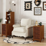 End Table with 3 Drawers, Corner Table with 2 Open Shelves, Tall Side Table for Bedroom and Corner, Walnut,Expect Arrival Date (2025/5/27)