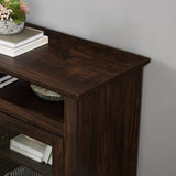 Modern TV Stand for up to 65 Inch TVs, Entertainment Center Farmhouse TV Cabinet Media Console Table with Glass Doors for Living Room, Brown 60"W*15.75"D*29"H