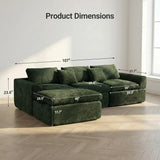 108-inch high-resilience boneless sponge sofa with 30 density, double-layer cloud-like cushions, multiple combination options, no installation required / Green