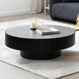 31.49'' Nesting Round Wood Coffee table for Apartment, Modern Living Room Coffee Table with Sturdy Pedestal ,BLACK (Same Sku:W876P243950)