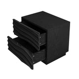 Solid Wood Nightstands Set of 2, Bedside Table with 2 Drawers, No Handles, Sofa End Table for Living Room, Bedrooms,Black