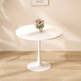 Modern Round Dining Table, ∅31.5'' Kitchen Dining Room Furniture, Coffee Table, Leisure Table, Living Room Table, Oval Dining Table, WHTIE
