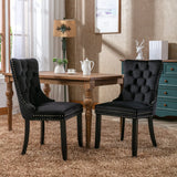 Nikki Collection Modern, High-end Tufted Solid Wood Contemporary Velvet Upholstered Dining Chair with Wood Legs Nailhead Trim 2-Pcs Set,Light Blue, SW2001LB