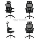 High Back Ergonomic Office Chair, Big and Tall Mesh Desk Chair with Wheels, Tilt Function, 3D Headrest, Lumbar Support, Swivel Rolling Computer Chair for Task, Home Office, Black