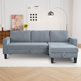 Reversible Sectional Sofa with Storage Chaise, Arm With Cup Holder,Storage and USB Ports , Modern Corduroy fabric Sleeper Sofa L-Shaped Couch for Living Room, Bedroom, Apartment,Office