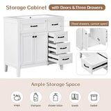 36" Bathroom Vanity with Sink Combo, White Bathroom Cabinet with Drawers, Solid Frame and MDF Board (Old Sku:JL000007AAK-6)