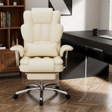 Office Chair, Big and Tall Executive Office Chair with Footrest, Leather Computer Chair, Ergonomic Reclining Chair High Back, Large Home Office Chair (Black)