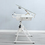 WHITE adjustable tempered glass drafting printing table with chair