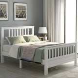 Wood Platform Bed with Headboard and Footboard, Twin (White)