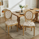 French Style Solid Wood Frame Antique Painting,Hand-pulled buckle decoration PU artificial leather Dining Chair with Nailhead Trim ,Wood Legs,Set of 2,White Pine Green,SW1839WP