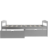 Twin size platform bed, with two drawers, gray