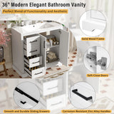 36" Modern Bathroom Vanity with Ceramic Sink, Soft-Close Door, Adjustable Shelf & 3 Drawers, Ample Storage, Elegant Design for Medium to Small Bathrooms