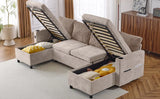 1113.4" Sectional Sofa Pull-out Sofa Bed Versatile Sofa Sleeper with Large Storage Space, Two USB Ports and Two Cup Holders for Living Room(Old SKU:N719S001660D), Brown