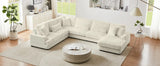 129" Oversized Sectional Sofa U-shaped Sofa Couch Modern Sofa Upholstered in Soft Corduroy with a Chaise Lounge for Living Room, Beige