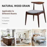 [Video] Set of 2 Rubberwood Dining Chairs with Ergonomic Backrest & Comfort Cushions, Walnut+Light Gray (same sku: 59296.00FDBEI)