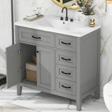 36" Bathroom Vanity with Sink Combo, Gray Bathroom Cabinet with Drawers, Solid Frame and MDF Board (Old Sku:JL000007AAE-6)