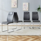 Modern Dining Chairs with Faux Leather Padded Seat Dining Living Room Chairs Upholstered Chair with Metal Legs Design for Kitchen, Living, Bedroom, Dining Room Side Chairs Set of 6 (Grey+PU)C-001