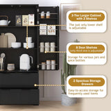 72" Modern Fluted Kitchen Pantry Cabinet with 2 Large Drawers & 8-Door Spice Rack, Freestanding Storage Organizer for Bathroom, Dining Room, Office, Entryway, Black