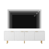 White Modern TV Stand Fluted 68" t, Entertainment Center with Storage Doors, TV Console Media Cabinet,  for 55+ Inch TV, Living Room