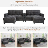 Modern Sectional Sofa 126" U-shaped Sectional Sofa Modular Sectional Couch with Movable Storage Ottomans, multifunctional Console, Bluetooth Speakers and LED Lights for Living Room, Grey