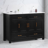 48" Black Bathroom Vanity with Ceramic Sink Combo, Abundant Storage Cabinet -4 Soft close doors and 4 drawers