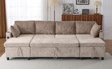 1113.4" Sectional Sofa Pull-out Sofa Bed Versatile Sofa Sleeper with Large Storage Space, Two USB Ports and Two Cup Holders for Living Room(Old SKU:N719S001660D), Brown