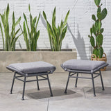 Montana Faux Rattan Outdoor Patio Ottoman with Cushion (Set of 2)