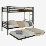 Heavy-duty Sturdy Meta Twin over Twin Bunk Bed/l/ Noise Reduced/ Safety Guardrail/No Box Spring Needed,Black