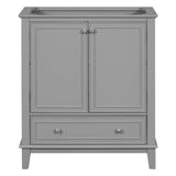 30" Bathroom Vanity without Sink, Base Only, Multi-functional Bathroom Cabinet with Doors and Drawer, Solid Frame and MDF Board, Grey