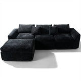 108-inch high-resilience boneless sponge sofa with 30 density, double-layer cloud-like cushions, multiple combination options, no installation required / Black