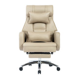 Swivel Ergonomic Office Chair, Technology Leather  High Back Office Chair with Lumbar Support Headrest, Sedentary Comfortable Boss Chair, 155° Reclining Computer Chair (Color : Beige)