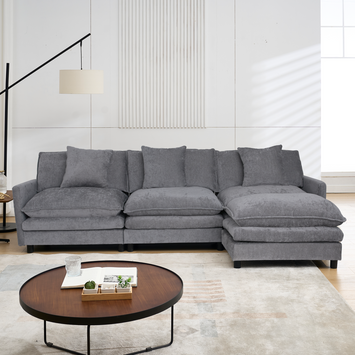 108-inch L-shaped modular frame chenille fabric sofa, featuring a versatile design that adapts to any interior space, delivering boundless comfort and contemporary style.