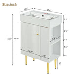 21.6" White Bathroom vanity, Combo Cabinet, Bathroom Storage Cabinet, Single Ceramic Sink, Right Side Storage