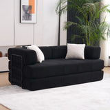 Folding Sofa Bed, 78.5" Convertible Couch Bed with 2 Pillows, Fold Out Couch, Foam Spring Floor Mattress, Futon Couch for Living Room, Office, Apartment