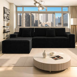 104.3*68.9"Modular sectional sofa seat,Upholstered compressed couch for living room,Bedroom,Apartment,No assembly required,2PC free combination,Plush corduroy fabric,BLACK