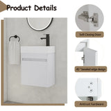 18'' Floating Wall-Mounted Bathroom Vanity with White Resin Sink & Soft-Close Cabinet Door