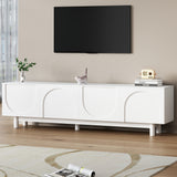 ON-TREND Cream Style TV Stand with Arched Doors & 2 Drawers for TVs up to 75", Minimalist Media Console with Rebound Device, Entertainment Center with 5 Iron Round Legs for Living Room, Bedroom, Black