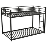 Twin over Twin Metal Bunk Bed, Low Bunk Bed with Ladder, Black(OLD SKU:WF282465AAB)