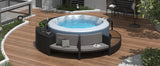 Spa Surround Spa Frame Patio Rattan Sofa Set with Storage Spaces, Mini Sofa and Comfortable Cushion for  Patio,Backyard, Grey