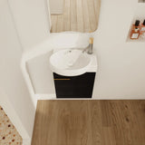 Soft Close Doors Bathroom Vanity With Sink,16 Inch  For Small Bathroom