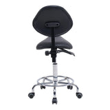 Saddle Stool Chair with Backrest Swivel Hydraulic Ergonomic Tilt Seat Chair with Wheels Footrest for Medical Hospital Clinic Dental-Black