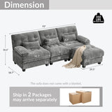 93" 3+1 Seater Sofa with Ottoman - 4-Position Adjustable Backrest, 350lb/Seat, Soft Chenille Fabric, 3 Throw Pillows, Easy Assembly