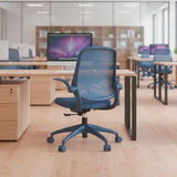 Ergonomic Color Office Chair 500lb (About 226.8kg), Home Office, Mesh Back, Integrated Molded Foam, Comfortable Sitting, Flipping Armrest, Fireproof, Rotating, Lifting Multifunctional Chair (Blue)