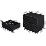 Solid Wood Nightstands Set of 2, Bedside Table with 2 Drawers, No Handles, Sofa End Table for Living Room, Bedrooms,Black